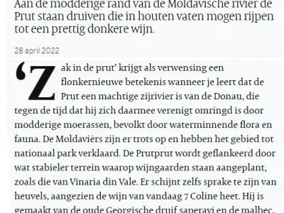 Moldavische wijn 7 Coline saperavi & malbec gepubliceerd in de Volkskrant door Onno