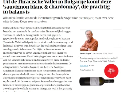 Boutique sauvignon blanc en chardonnay Publicatie Volkskrant Onno kleyn
