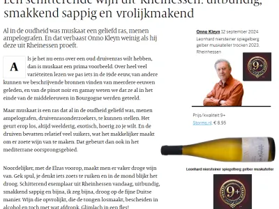 Gelber Muskateller van Leonhard Publicatie Volkskrant Onno kleyn